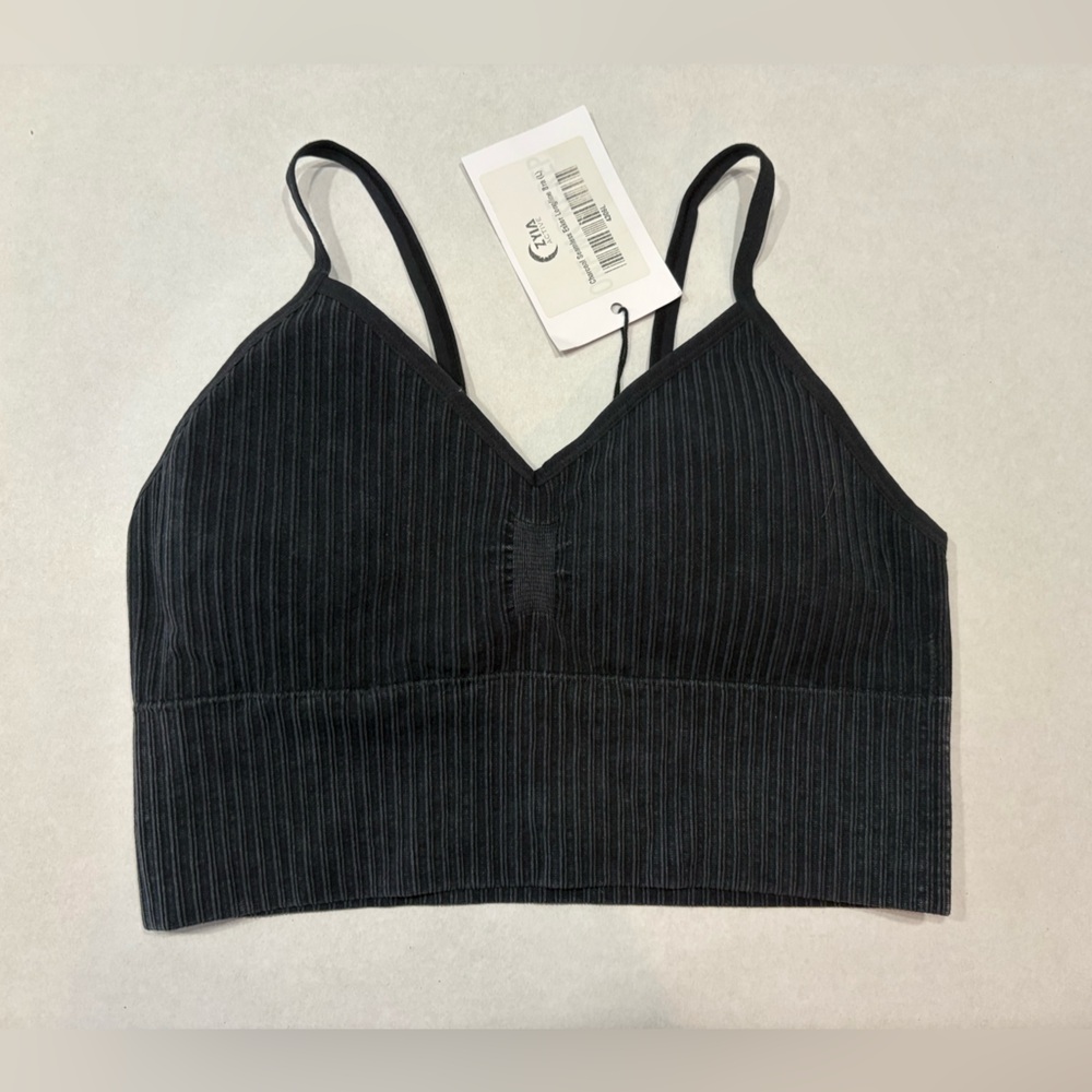 Zyia Charcoal Seamless Esker Longline Bra size Large NWT Dark gray color
